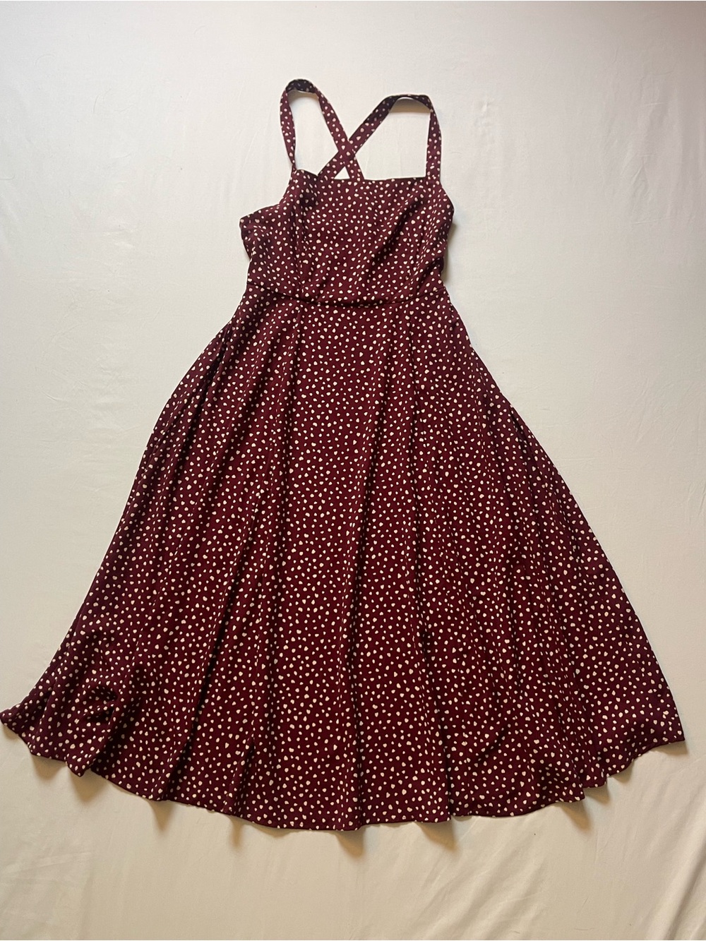 Kimchi Blue Burgundy Polka Dot Midi Dress